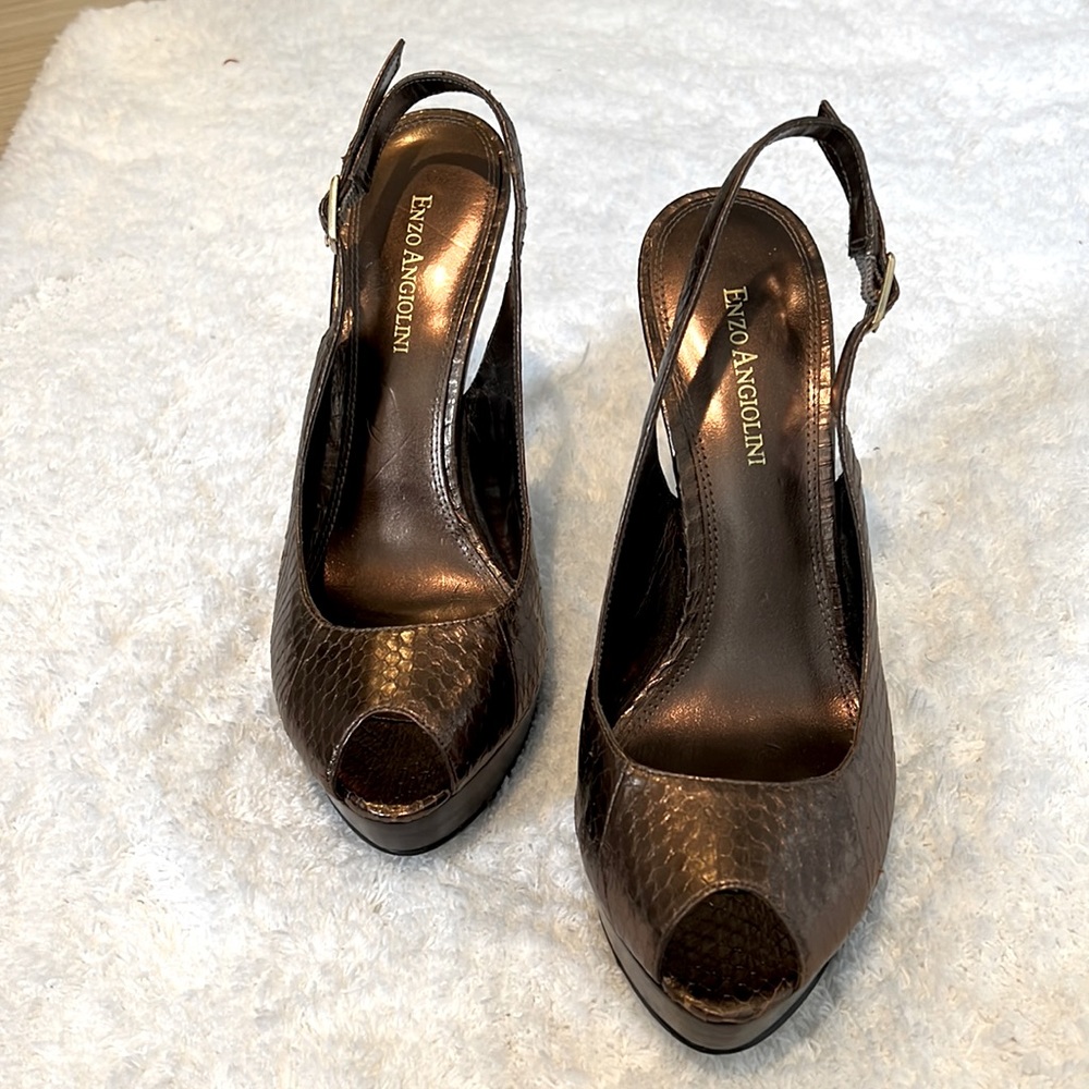 Copper Snakeskin Heels